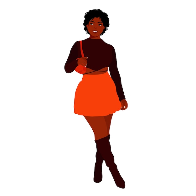 Mujer negra elegante en el vector de estilo de arte elegante