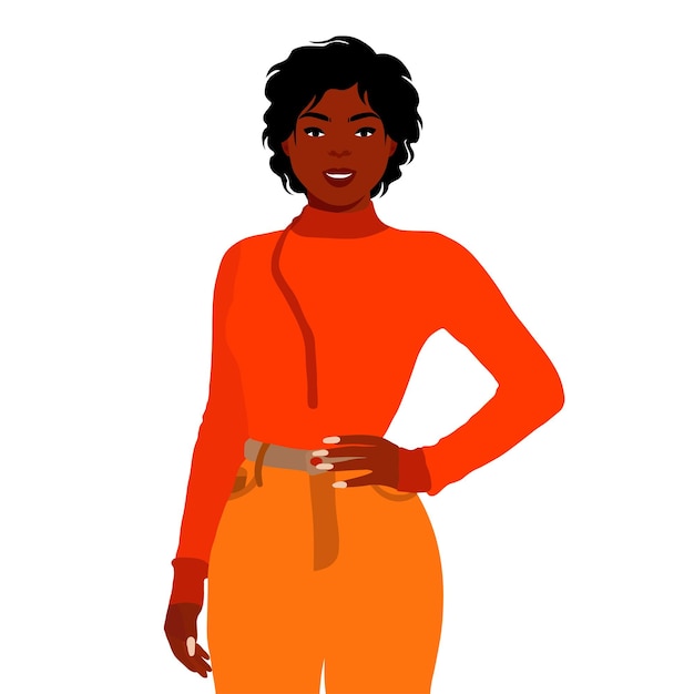 Mujer negra elegante en el vector de estilo de arte elegante