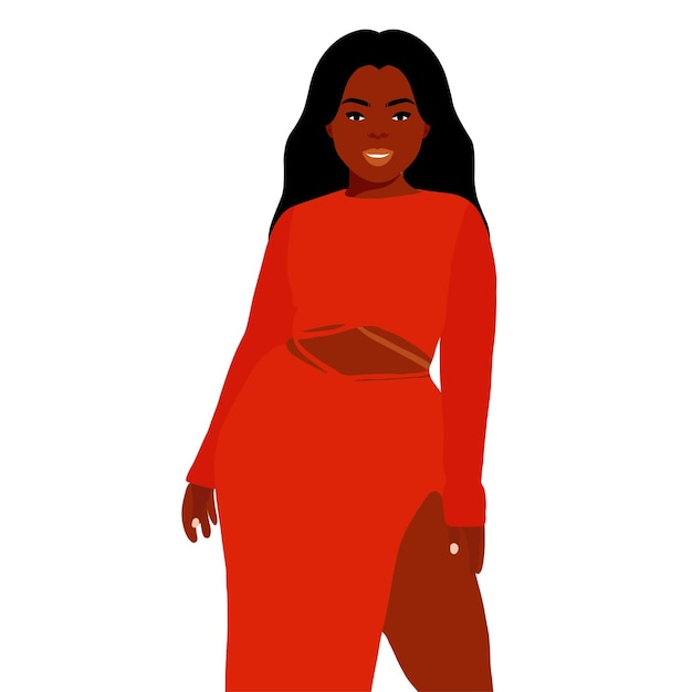 Mujer negra elegante en el vector de estilo de arte elegante