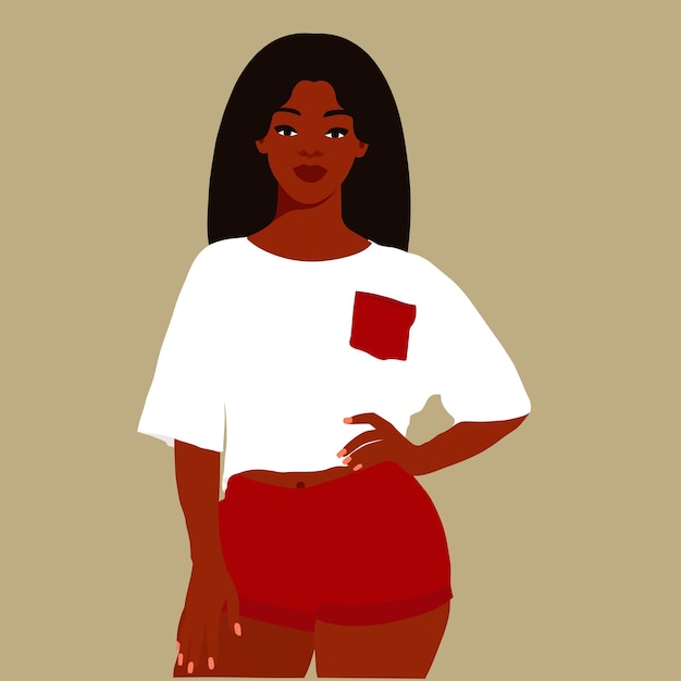 Mujer negra elegante en el vector de estilo de arte elegante