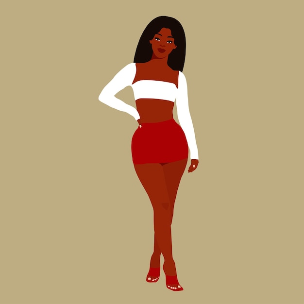 Mujer negra con estilo joven en vector de estilo elegante