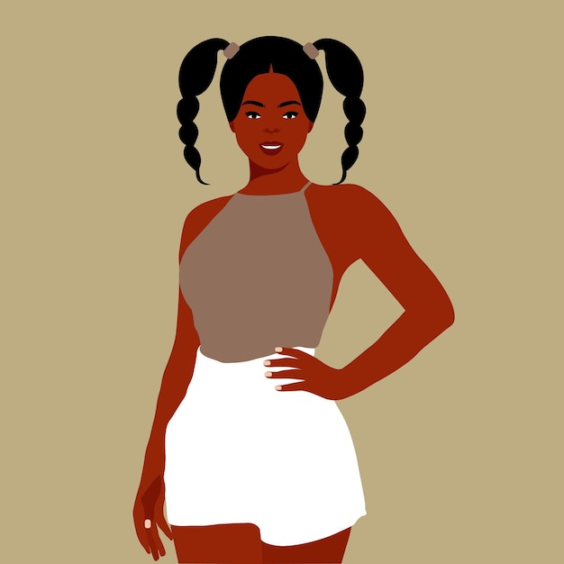 Mujer negra con estilo joven en vector de estilo elegante