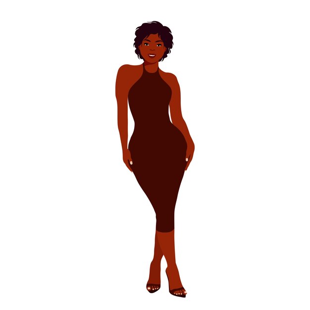 Mujer negra con estilo joven en vector de estilo elegante