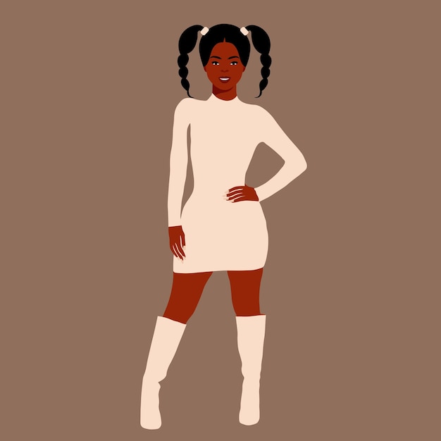 Mujer negra con estilo joven en vector de estilo elegante