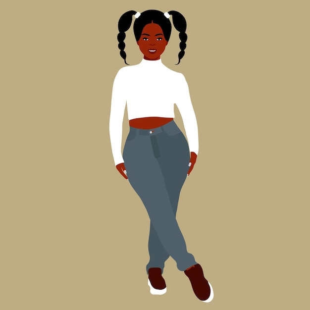 Mujer negra con estilo joven en vector de estilo elegante
