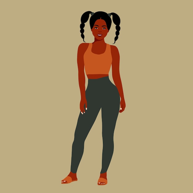 Mujer negra con estilo joven en vector de estilo elegante