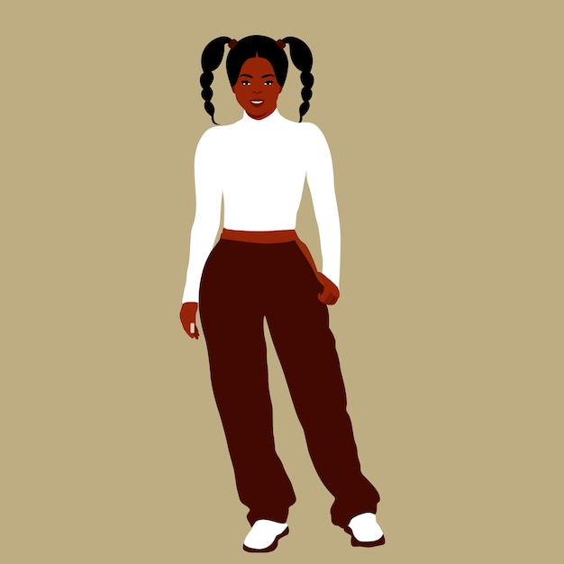 Mujer negra con estilo joven en vector de estilo elegante