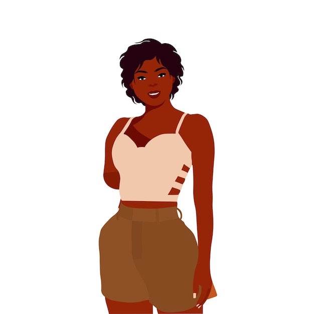 Mujer negra con estilo joven en vector de estilo elegante