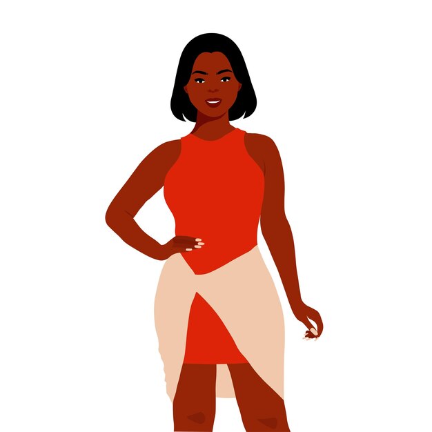 Mujer negra con estilo joven en vector de estilo elegante