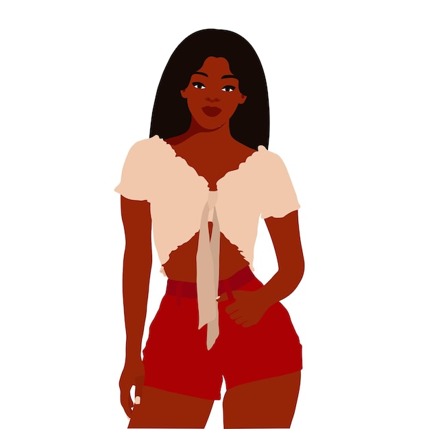 Mujer negra con estilo joven en vector de estilo elegante