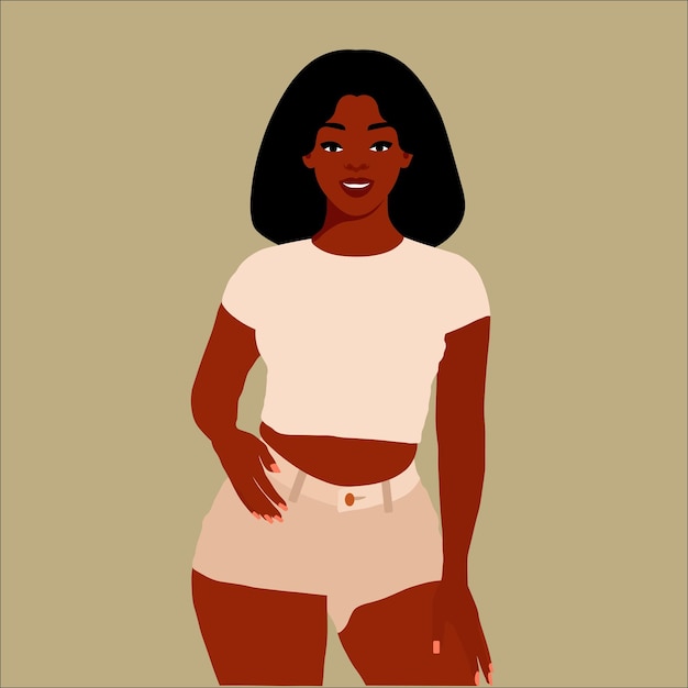 Mujer negra con estilo joven en vector de estilo elegante