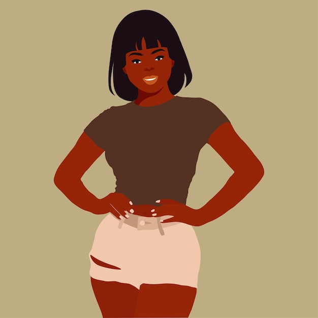 Mujer negra con estilo joven en vector de estilo elegante