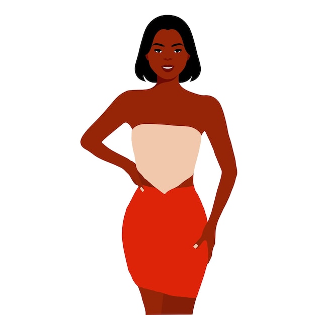 Mujer negra con estilo joven en vector de estilo elegante