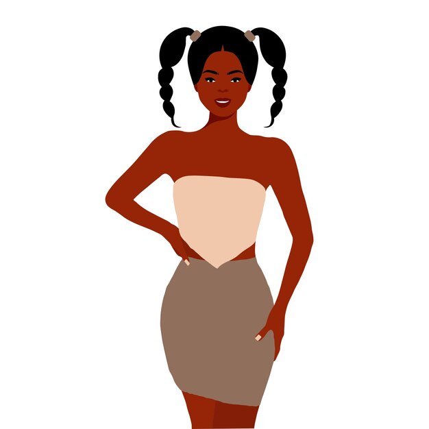Mujer negra con estilo joven en vector de estilo elegante