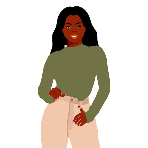 Mujer negra con estilo joven en vector de estilo elegante