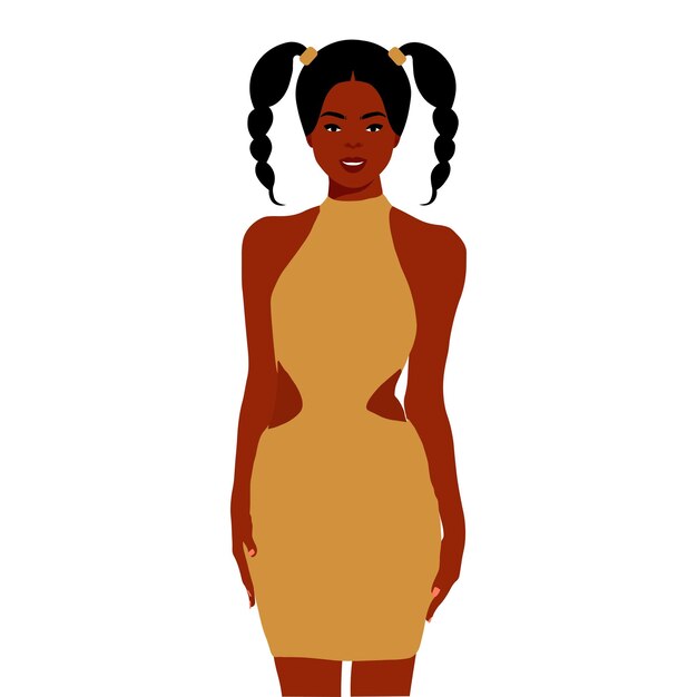 Mujer negra con estilo joven en vector de estilo elegante