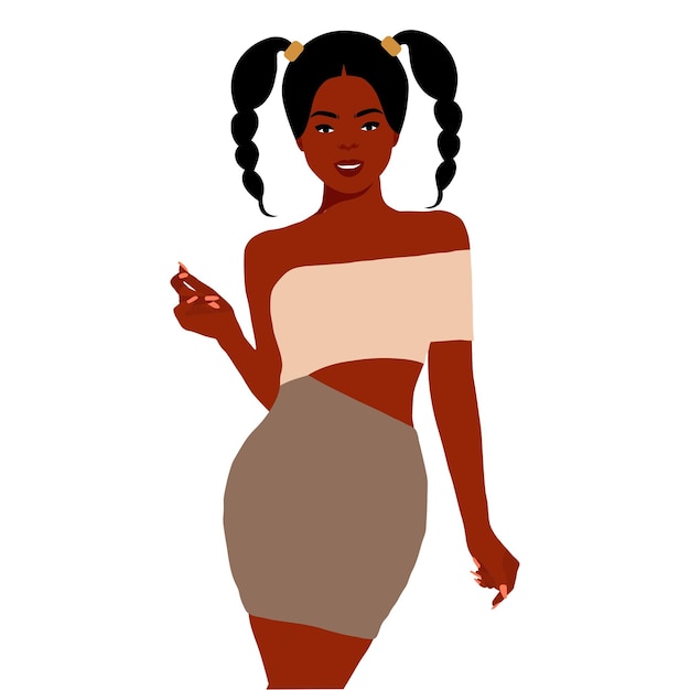 Mujer negra con estilo joven en vector de estilo elegante