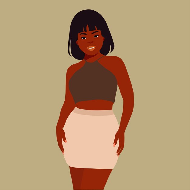 Mujer negra con estilo joven en vector de estilo elegante