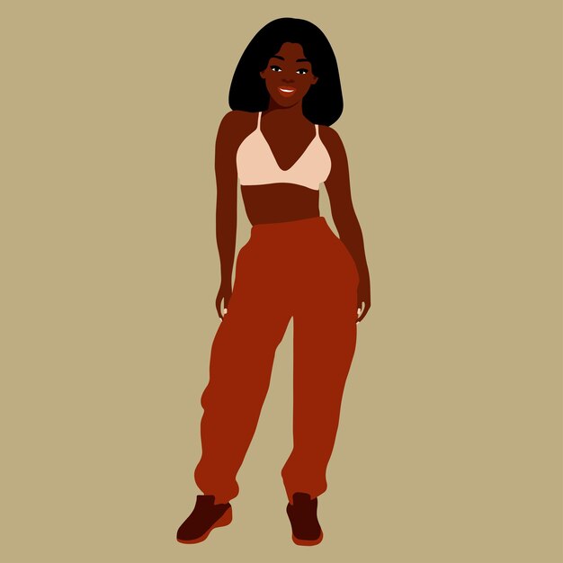 Mujer negra con estilo joven en vector de estilo elegante