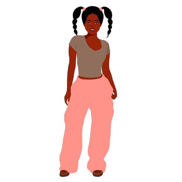 Mujer negra con estilo joven en vector de estilo elegante