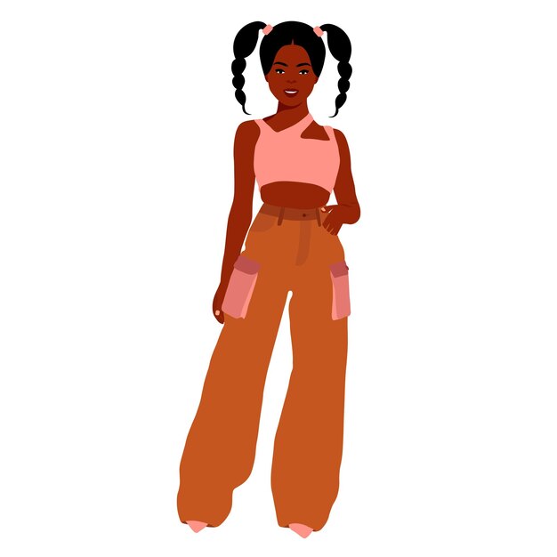 Mujer negra con estilo joven en vector de estilo elegante