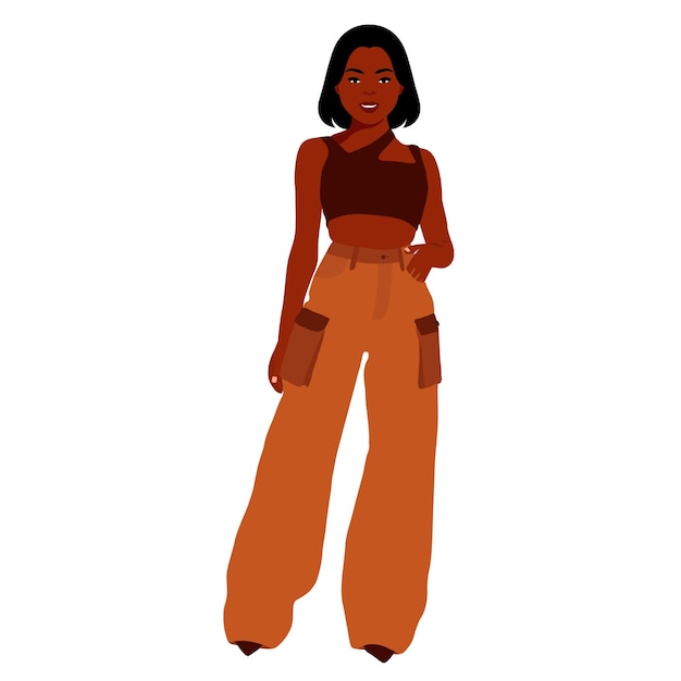 Mujer negra con estilo joven en vector de estilo elegante