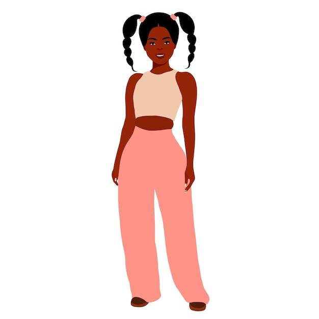 Mujer negra con estilo joven en vector de estilo elegante