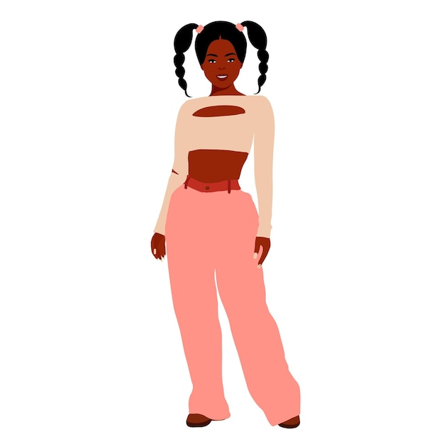 Mujer negra con estilo joven en vector de estilo elegante