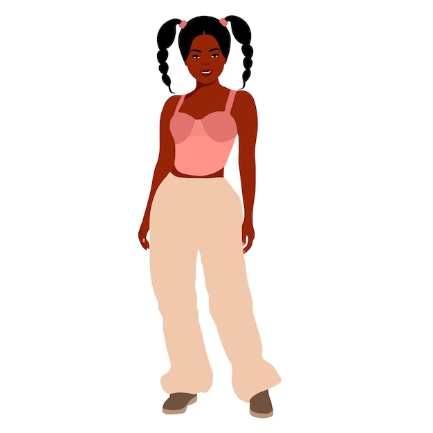 Mujer negra con estilo joven en vector de estilo elegante