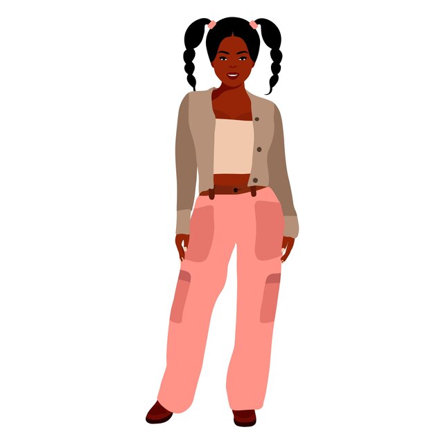 Mujer negra con estilo joven en vector de estilo elegante