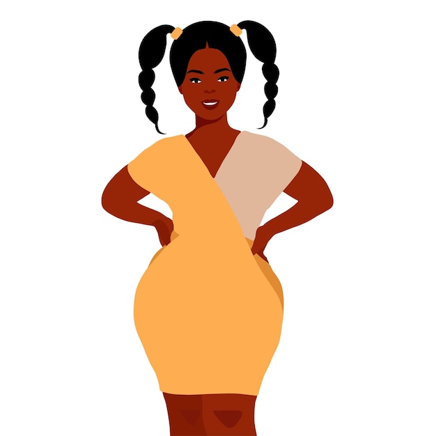 Mujer negra con estilo joven en vector de estilo elegante