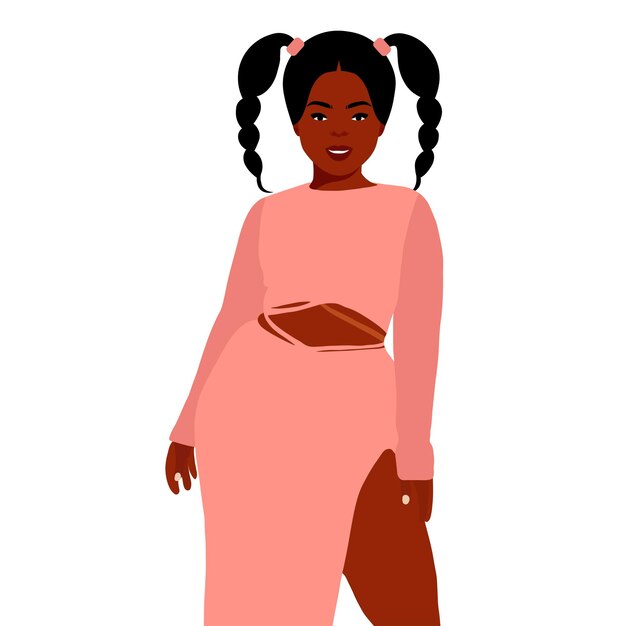 Mujer negra con estilo joven en vector de estilo elegante