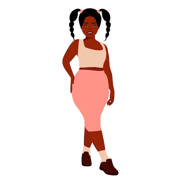 Mujer negra con estilo joven en vector de estilo elegante