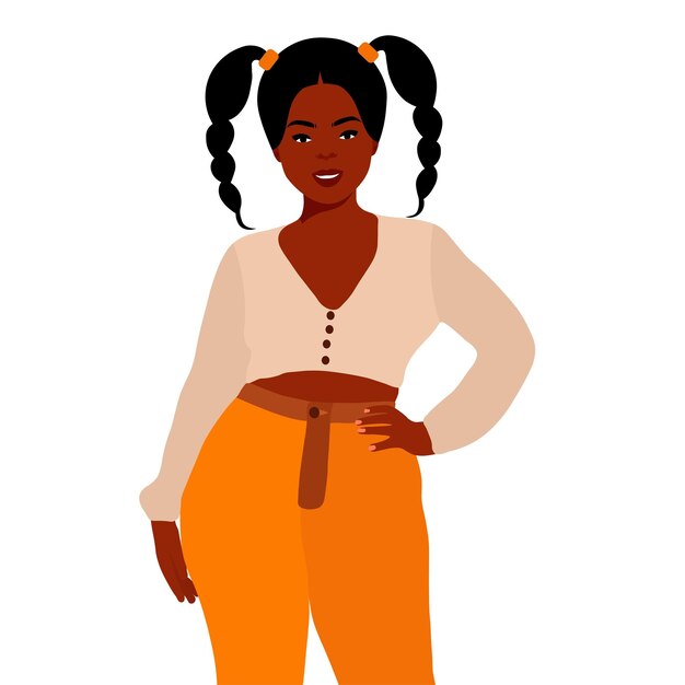 Mujer negra con estilo joven en vector de estilo elegante