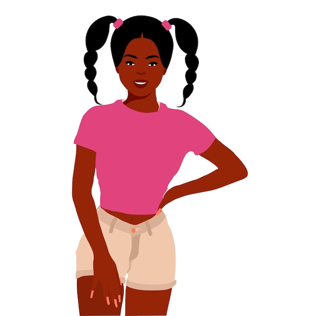 Mujer negra con estilo joven en vector de estilo elegante