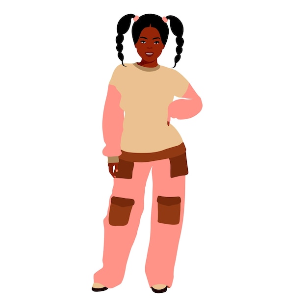 Mujer negra con estilo joven en vector de estilo elegante