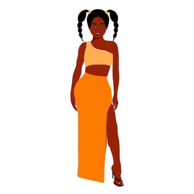 Mujer negra con estilo joven en vector de estilo elegante