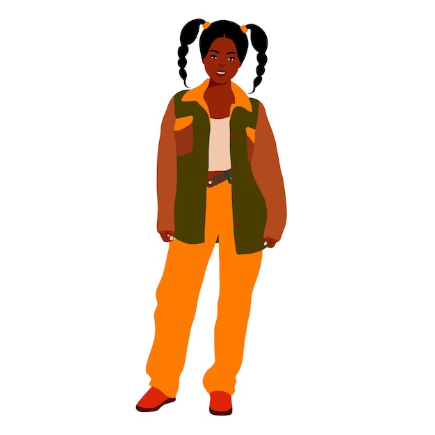 Mujer negra con estilo joven en vector de estilo elegante