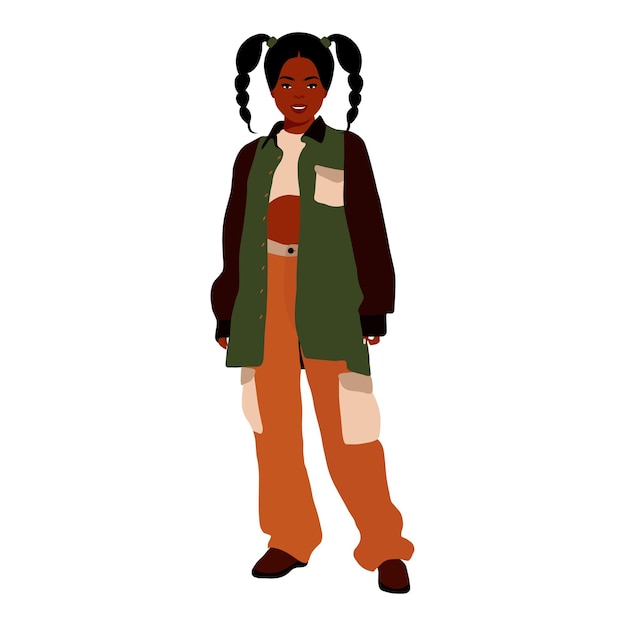 Mujer negra con estilo joven en vector de estilo elegante