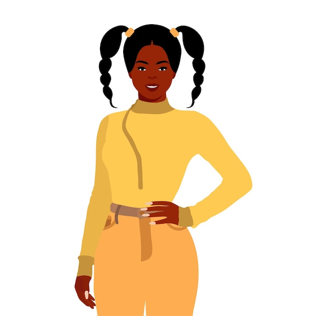 Mujer negra con estilo joven en vector de estilo elegante