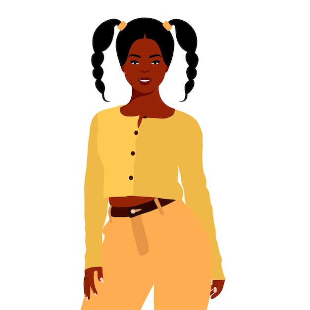 Mujer negra con estilo joven en vector de estilo elegante