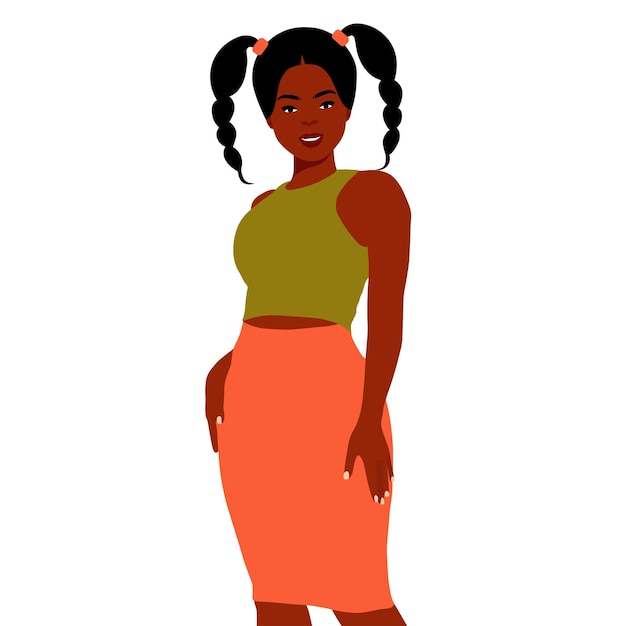 Mujer negra con estilo joven en vector de estilo elegante