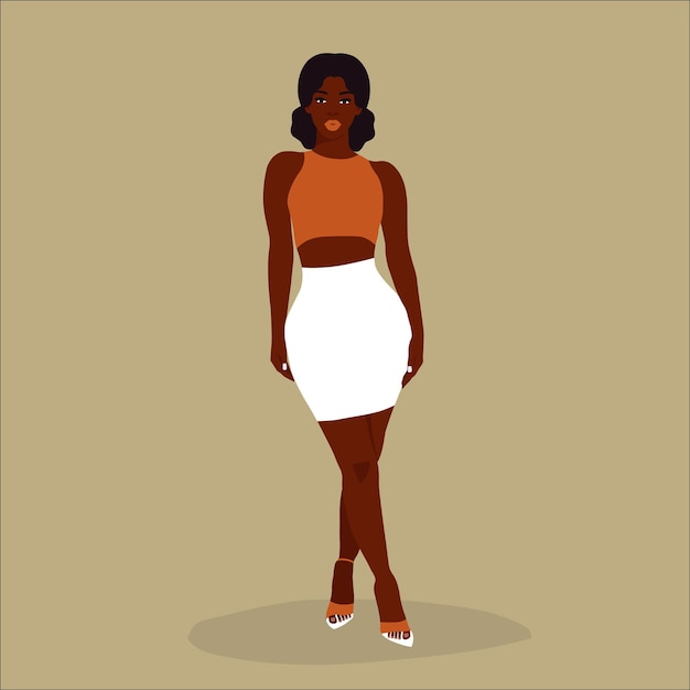 Mujer negra con estilo joven en vector de estilo elegante