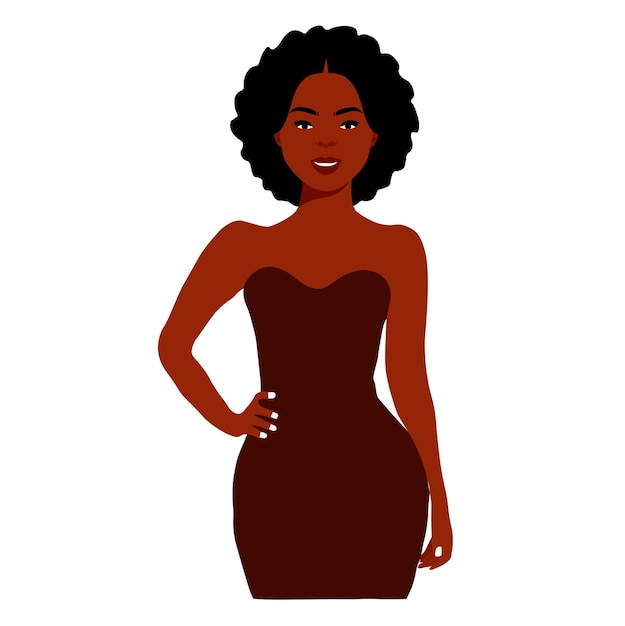 Mujer negra con estilo joven en vector de estilo elegante