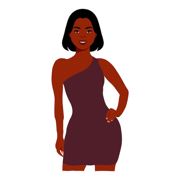 Mujer negra con estilo joven en vector de estilo elegante