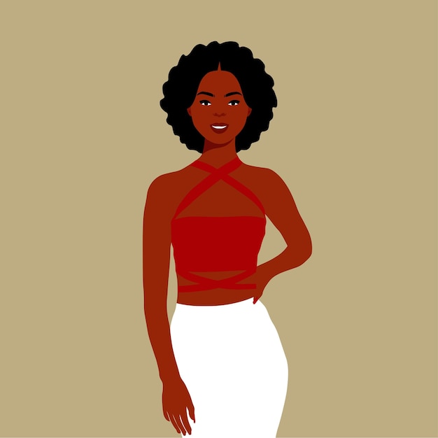 Mujer negra con estilo joven en vector de estilo elegante