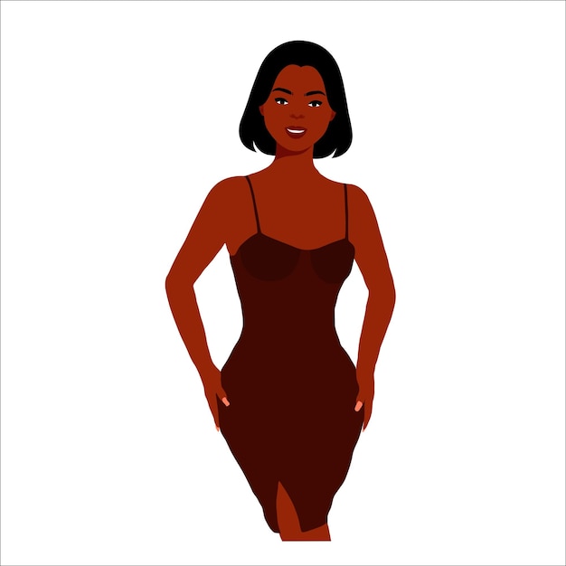 Mujer negra con estilo joven en vector de estilo elegante