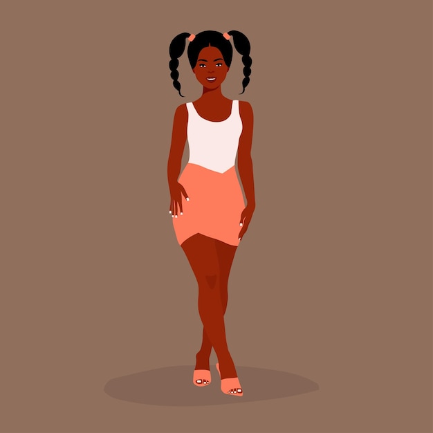 Mujer negra con estilo joven en vector de estilo elegante