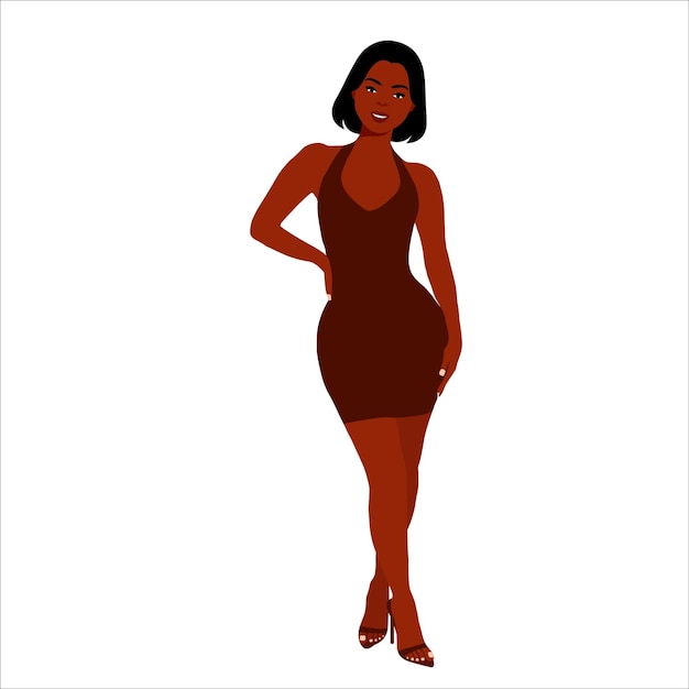 Mujer negra con estilo joven en vector de estilo elegante