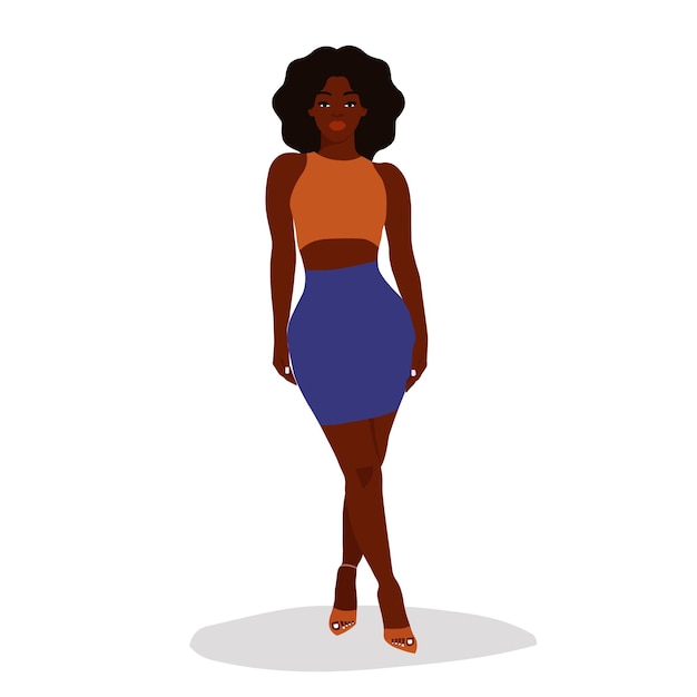 Mujer negra con estilo en vector de estilo de arte elegante